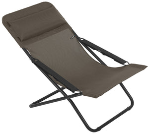 Folding Sling Chair - Black Steel Frame - Wood Fabric