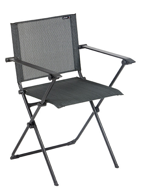 Folding Armchair - Black Steel Frame - Obsidian Duo Fabric