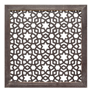 16" X 1" X 16" 1Pc Espresso Wood Framed Laser-Cut Wall Decor