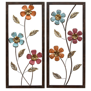 14" X 1" X 32" Floral Panel Wall Decor