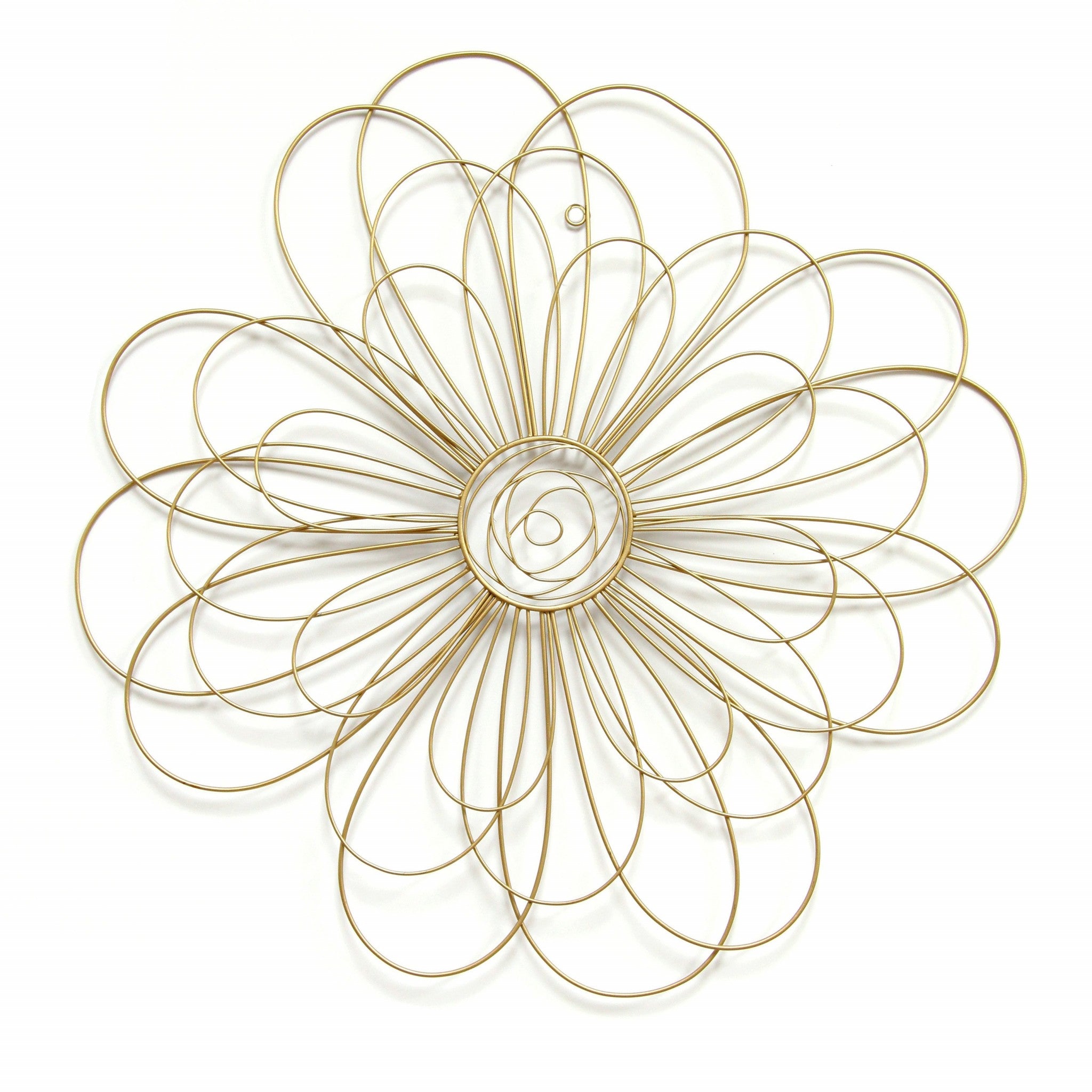 21.5" X 0.5" x 21.5" Gold Wire Flower Wall Decor