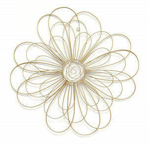 21.5" X 0.5" x 21.5" Gold Wire Flower Wall Decor