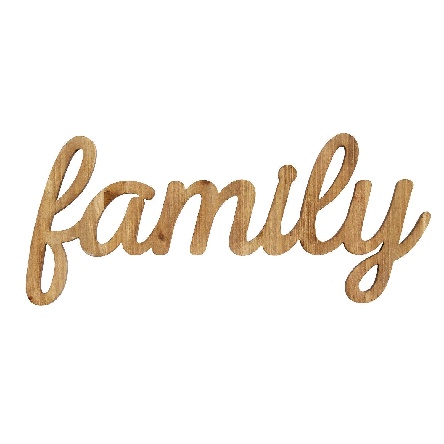 23" X 0.5" X 10" Natural Family Natural Wood Script Wall Art