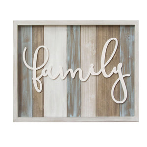 20" X 1" X 16" Rustic "Family" Wood Wall Decor