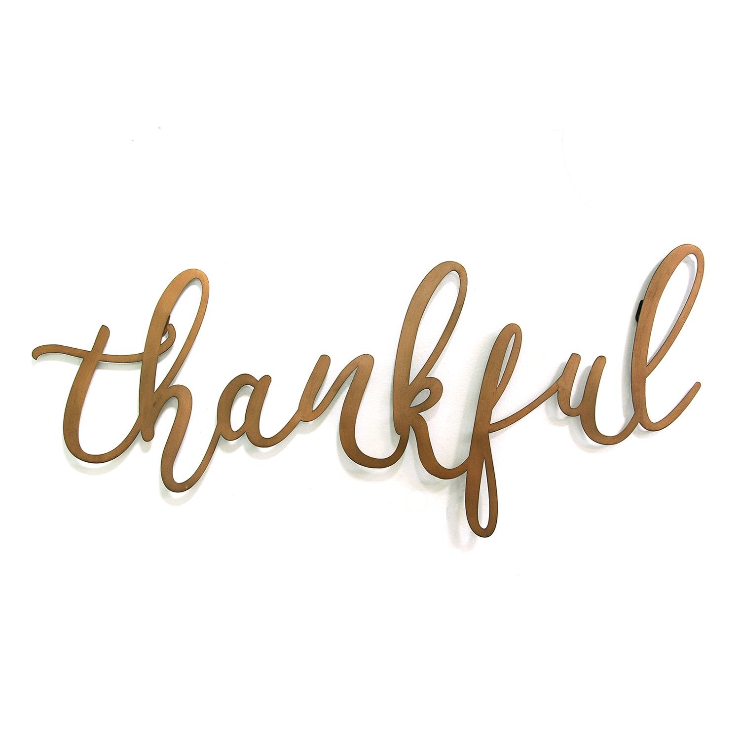 30" X 0.45" X 13" Bronze "Thankful" Script Wall Decor