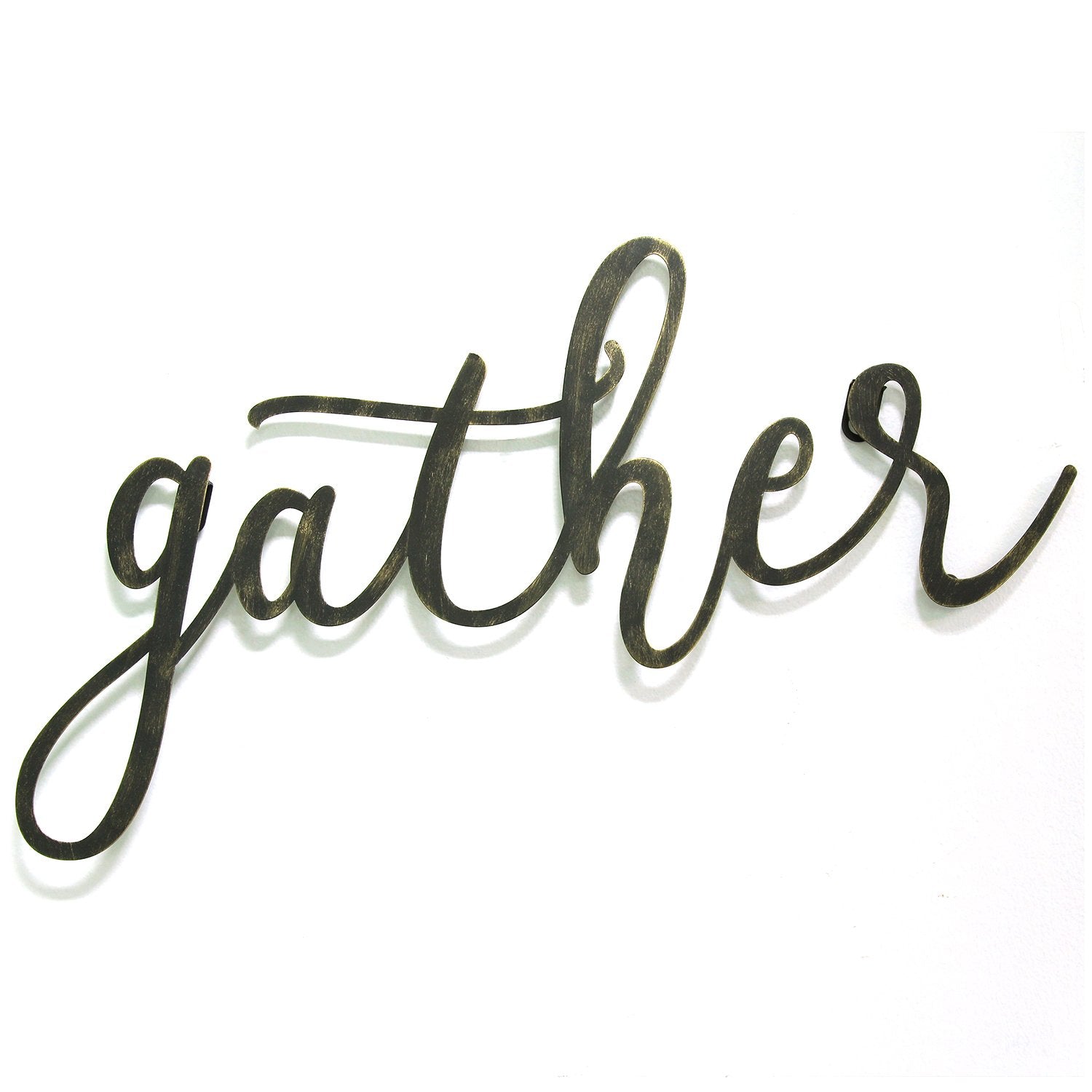 20" X 0.45" X 10" Black "gather" Script Wall Decor