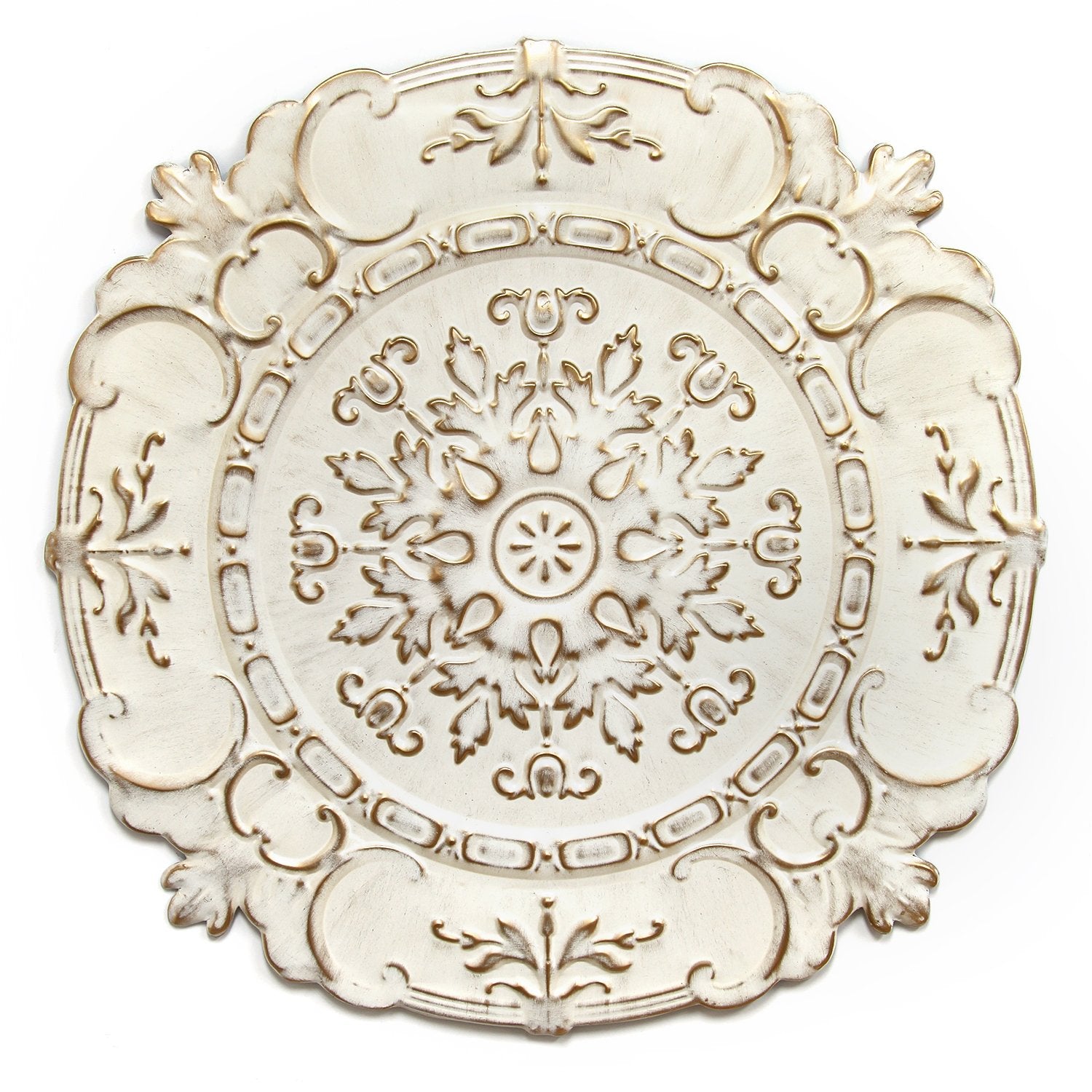 30.5" X 0.5" X 30.5" White European Medallion Wall Decor