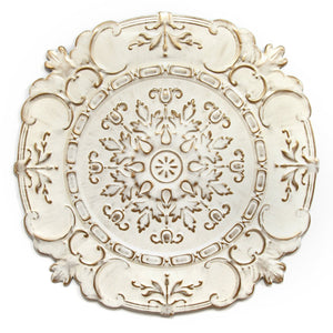 30.5" X 0.5" X 30.5" White European Medallion Wall Decor