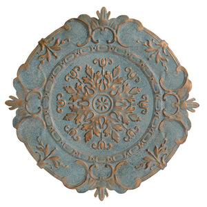 30.5" X 0.05" X 30.5" Blue European Medallion Wall Decor