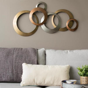 37.25" X 2" X 20" Multi Metallic Rings Wall Décor