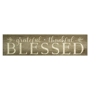 28" X 1.5" X 7" "Grateful, Thankful, Blessed" Wall Art