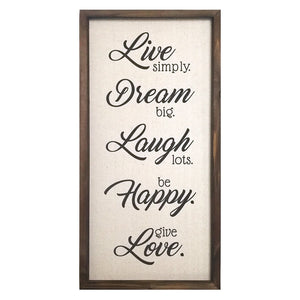 12" X 1" X 24" Neutral "Live, Dream, Laugh, Happy, Love" Wall Decor