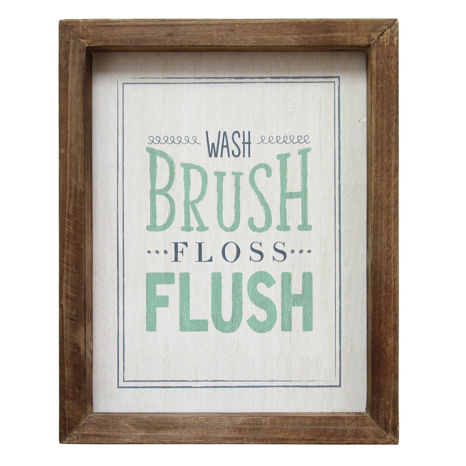 8" X 1" X 10" Multi-color "Wash Brush Floss Flush" Wall Art