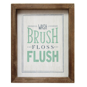 8" X 1" X 10" Multi-color "Wash Brush Floss Flush" Wall Art