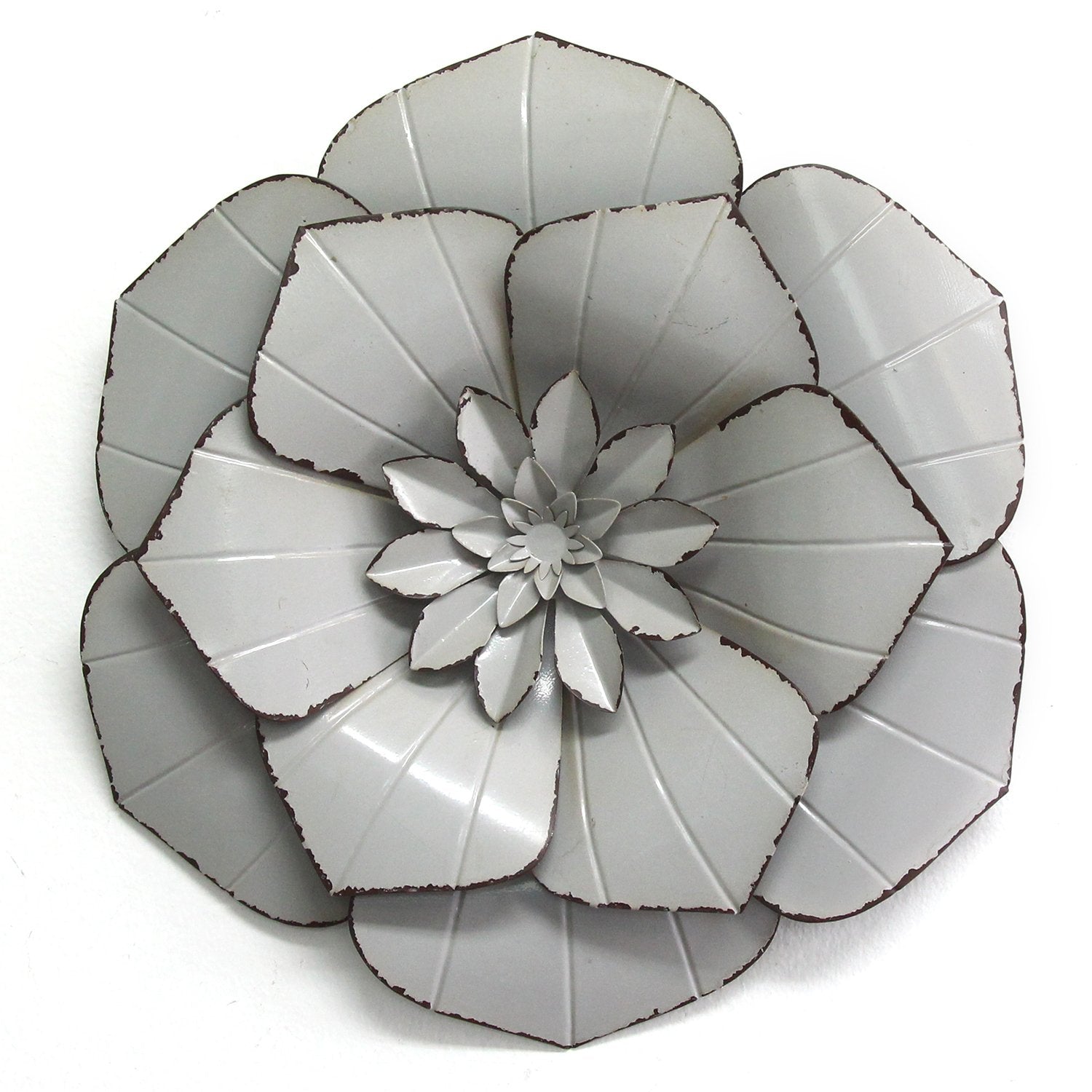 10.75" X 1.75" X 11.75" Gray Metal Flower Wall Decor