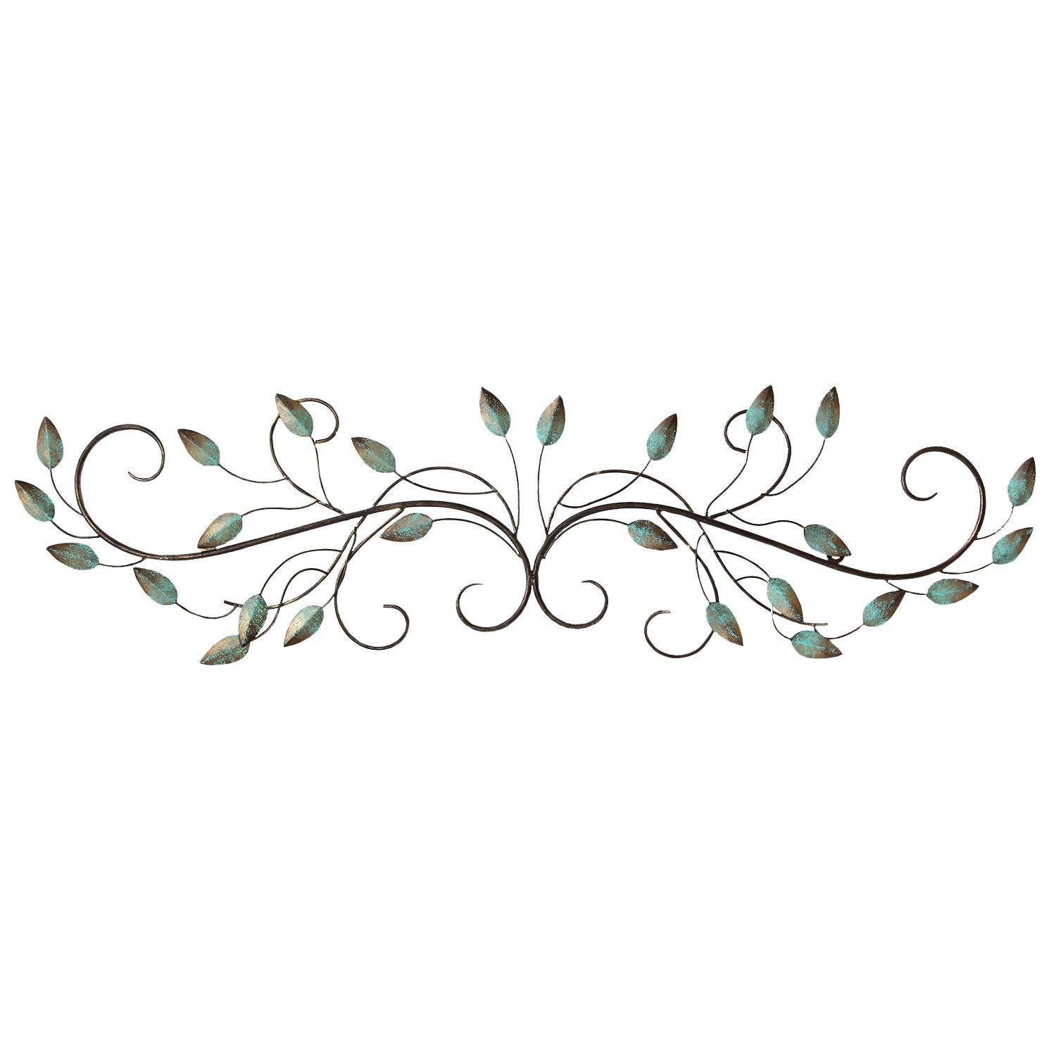 40" X 1" X 10" Patina Scroll Leaf Wall Decor