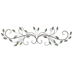 40" X 1" X 10" Patina Scroll Leaf Wall Decor