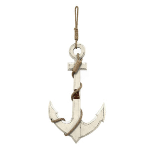 12.6" X 1.77" X 22.83" White Nautical Anchor Wall Decor