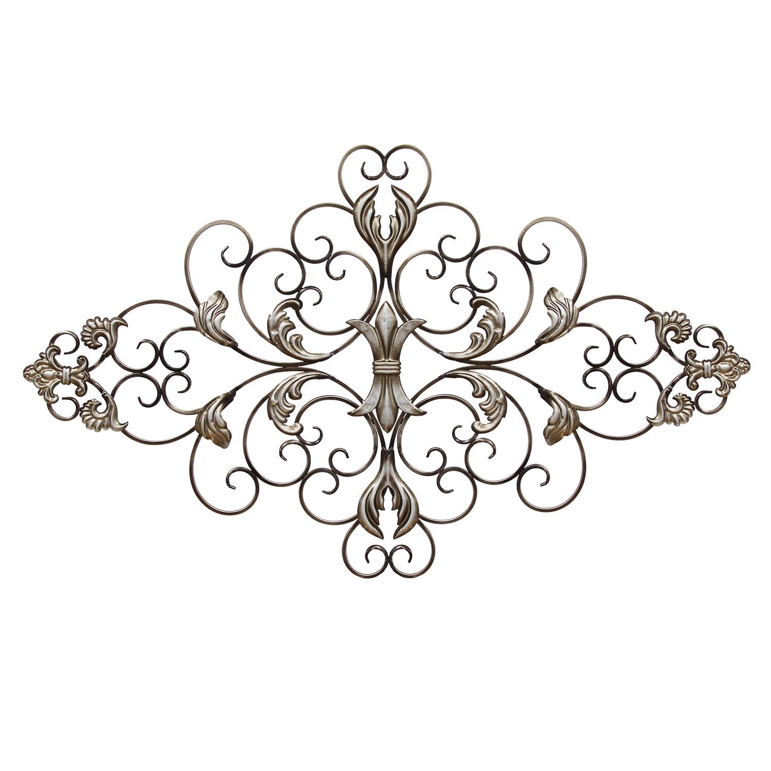 36" X 0.75" X 21.75" Champagne Ornate Scroll Wall Decor