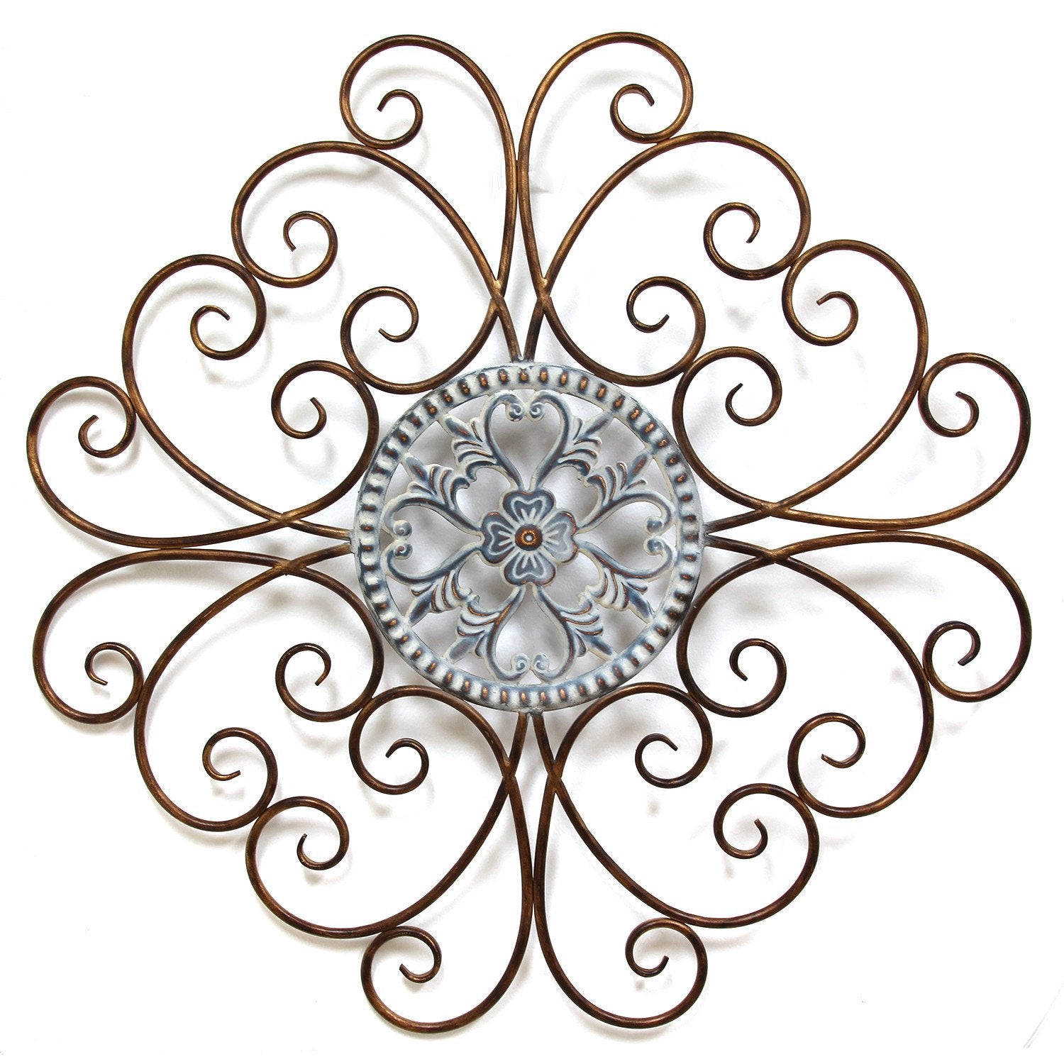 28" X 0.5" X 28" Bronze Scroll Medallion Wall Decor