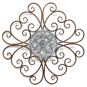 28" X 0.5" X 28" Bronze Scroll Medallion Wall Decor