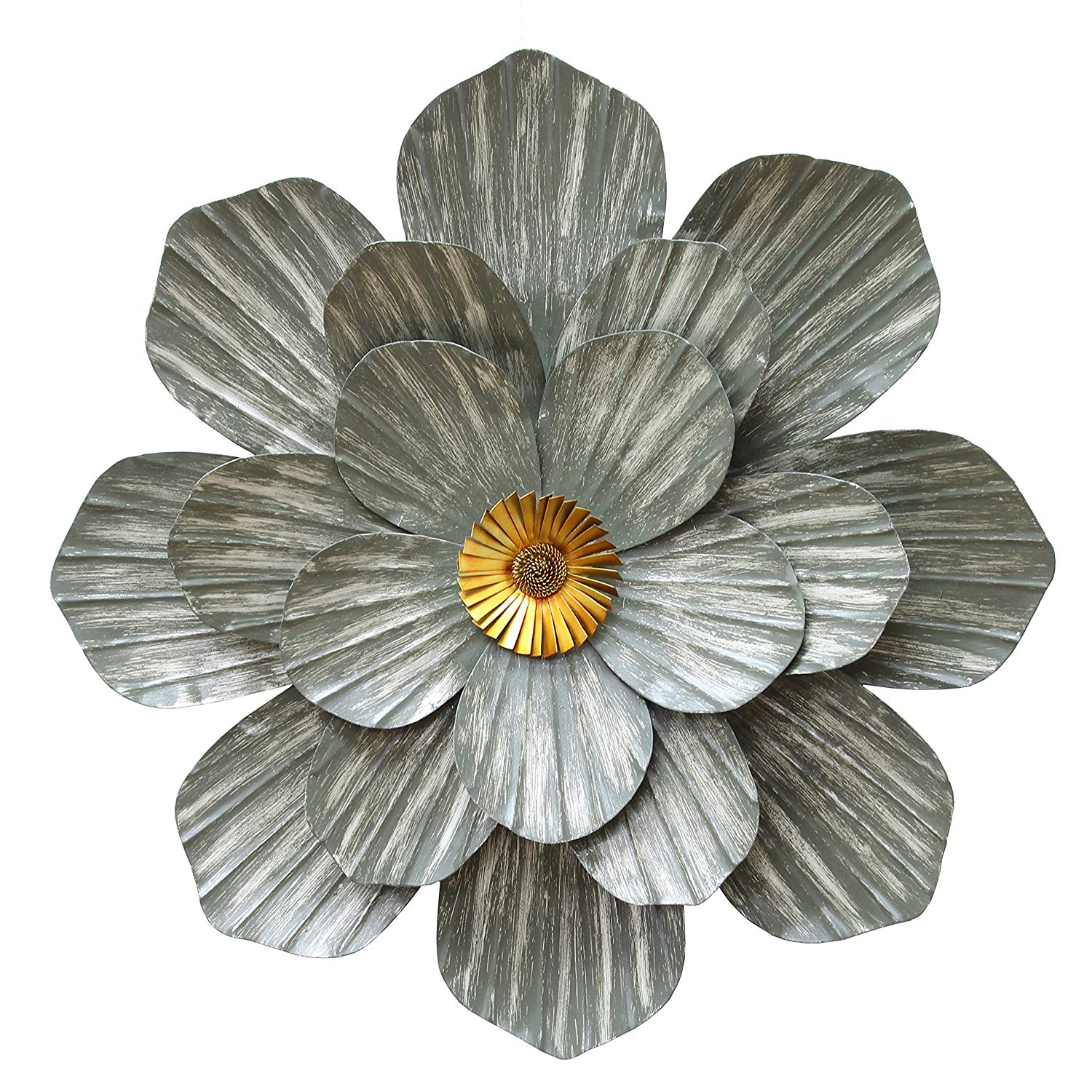 19.5" X 2.35" X 19.5" Galvanized Flower Wall Decor