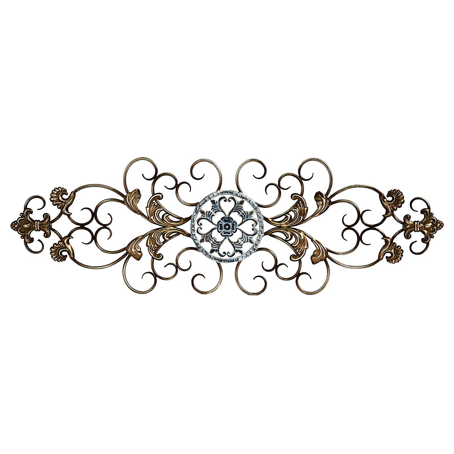 36" X 0.5" X 11.5" Champagne Traditional Scroll Wall Decor