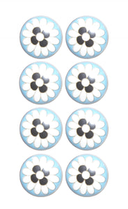 1.5" x 1.5" x 1.5" Light Blue, White And Black - Knobs 8-Pack