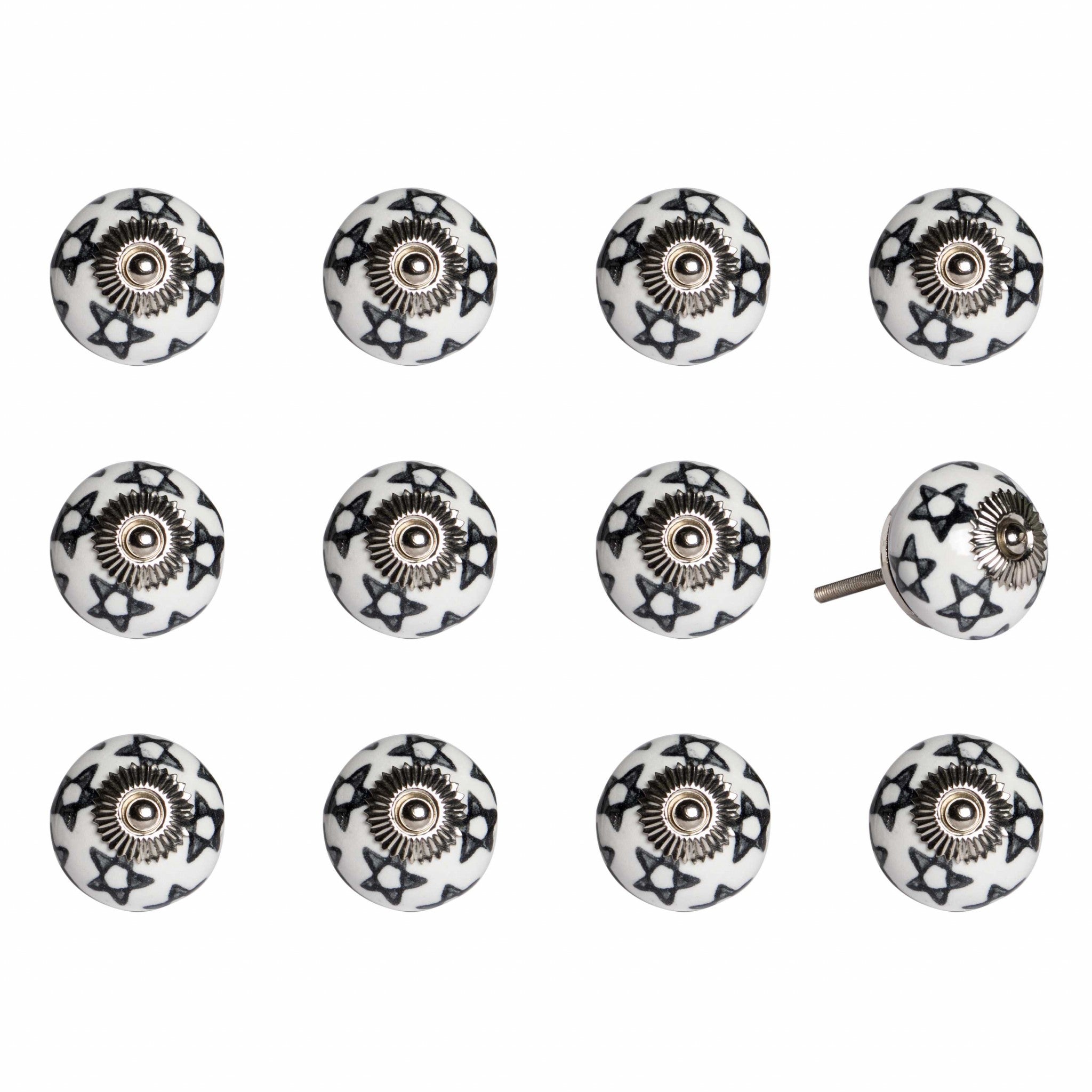 1.5" x 1.5" x 1.5" White, Black and Silver - Knobs 12-Pack