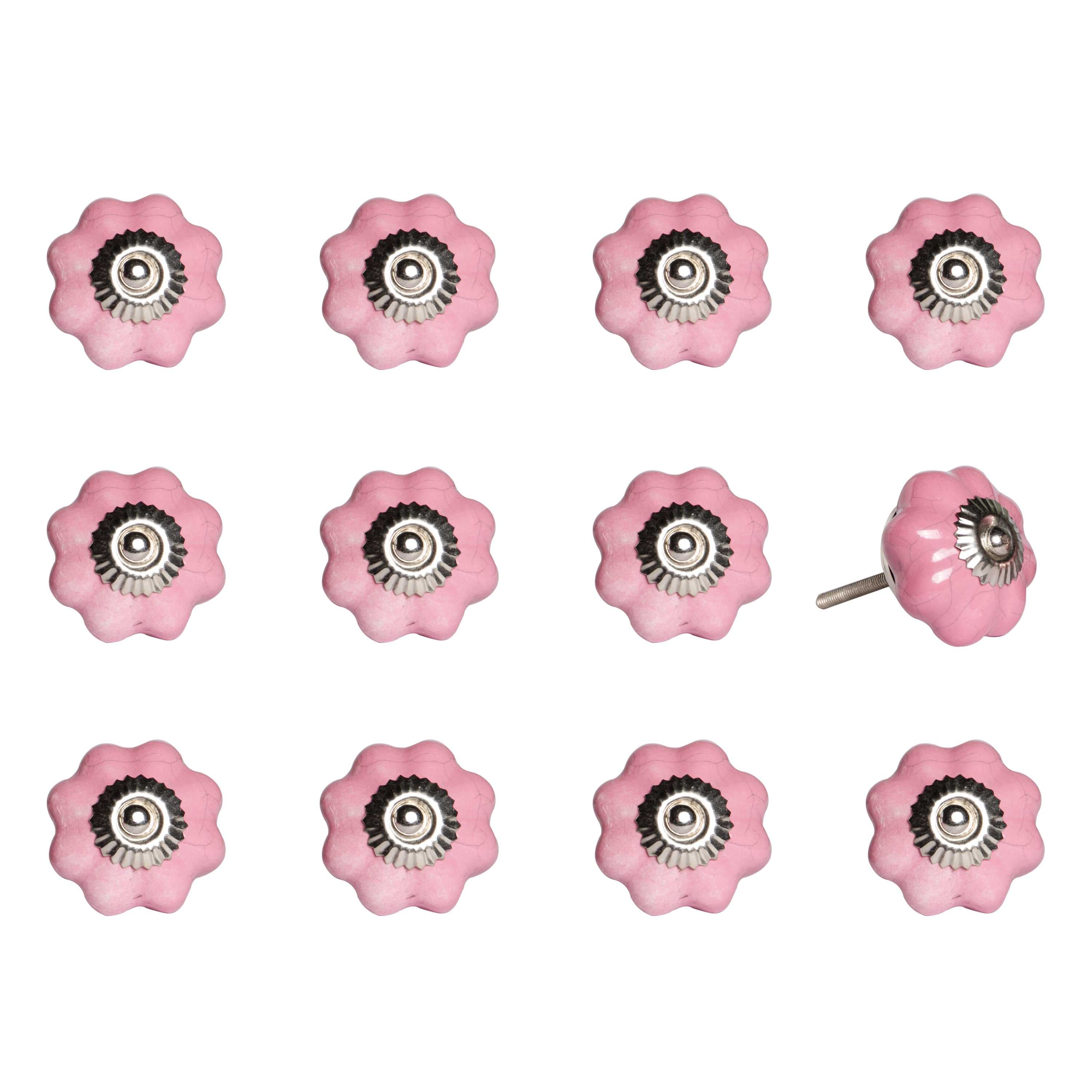 1.5" x 1.5" x 1.5" Pink, Silver asnd Red- Knobs 12-Pack