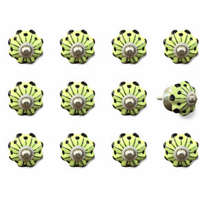 1.5" x 1.5" x 1.5" Yellow, Green and Silver - Knobs 12-Pack