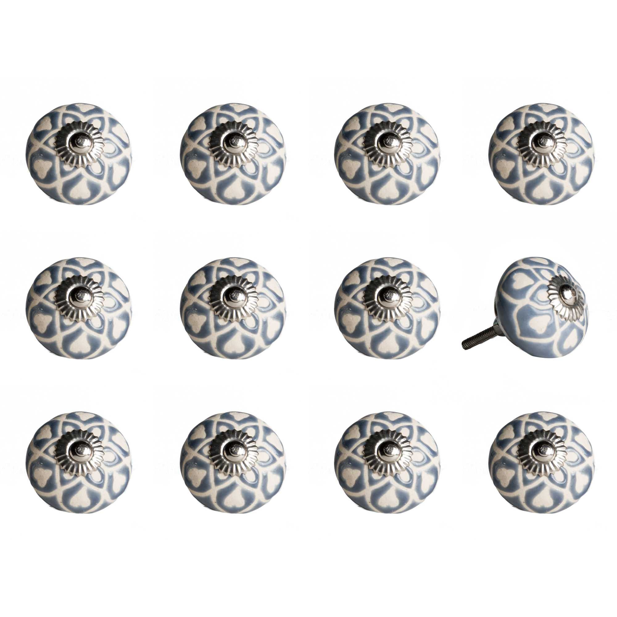 1.5" x 1.5" x 1.5" Gray, Cream and Silver - Knobs 12-Pack