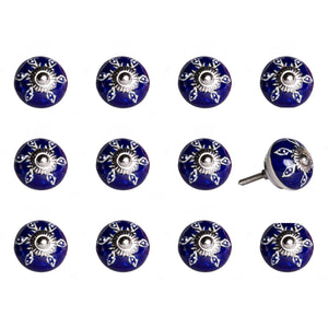 1.5" x 1.5" x 1.5" Navy, White and Silver - Knobs 12-Pack