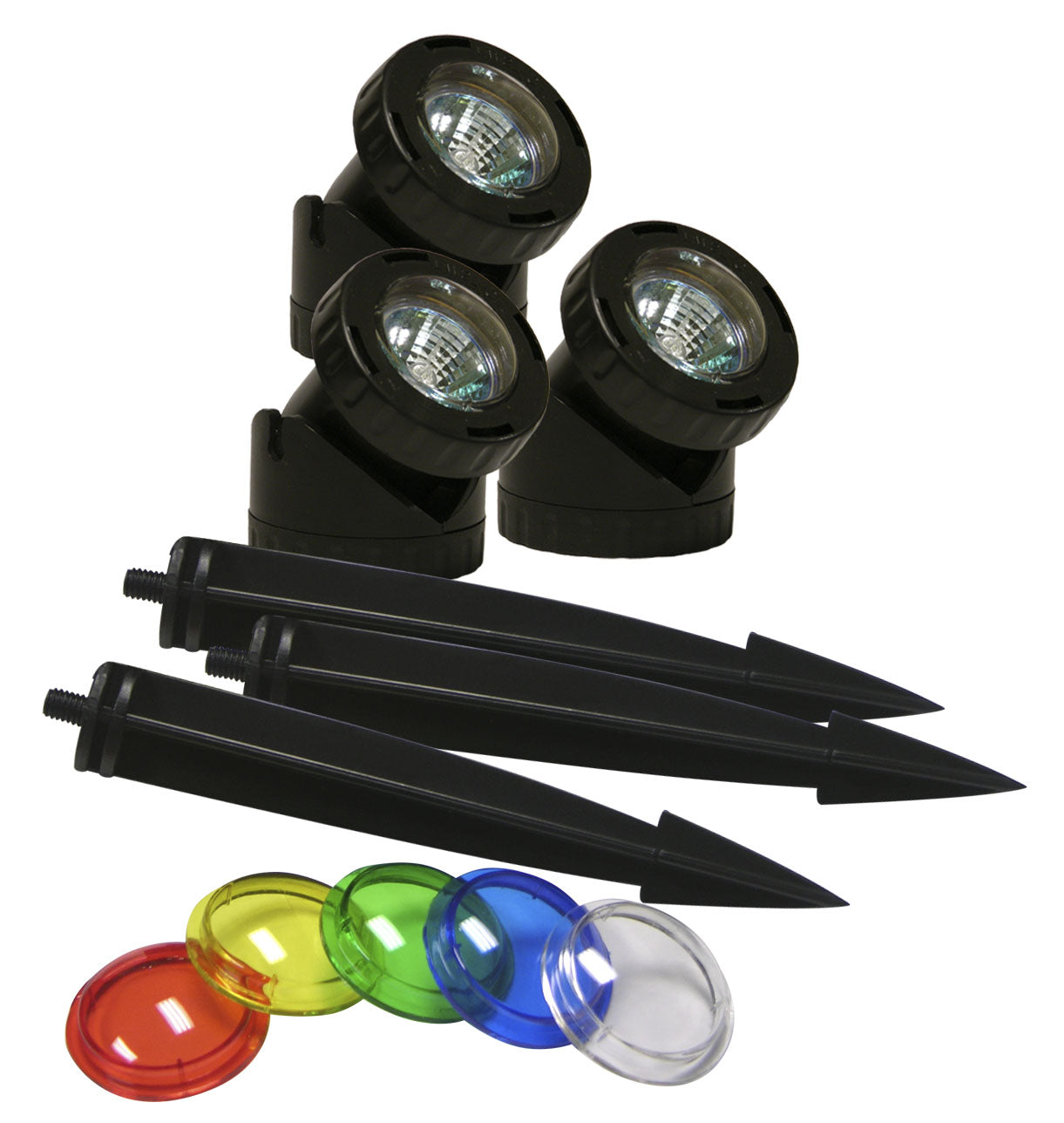 Power Beam Set Of 3, 10W Lights 23Ft. Cord W/ Color Lenses