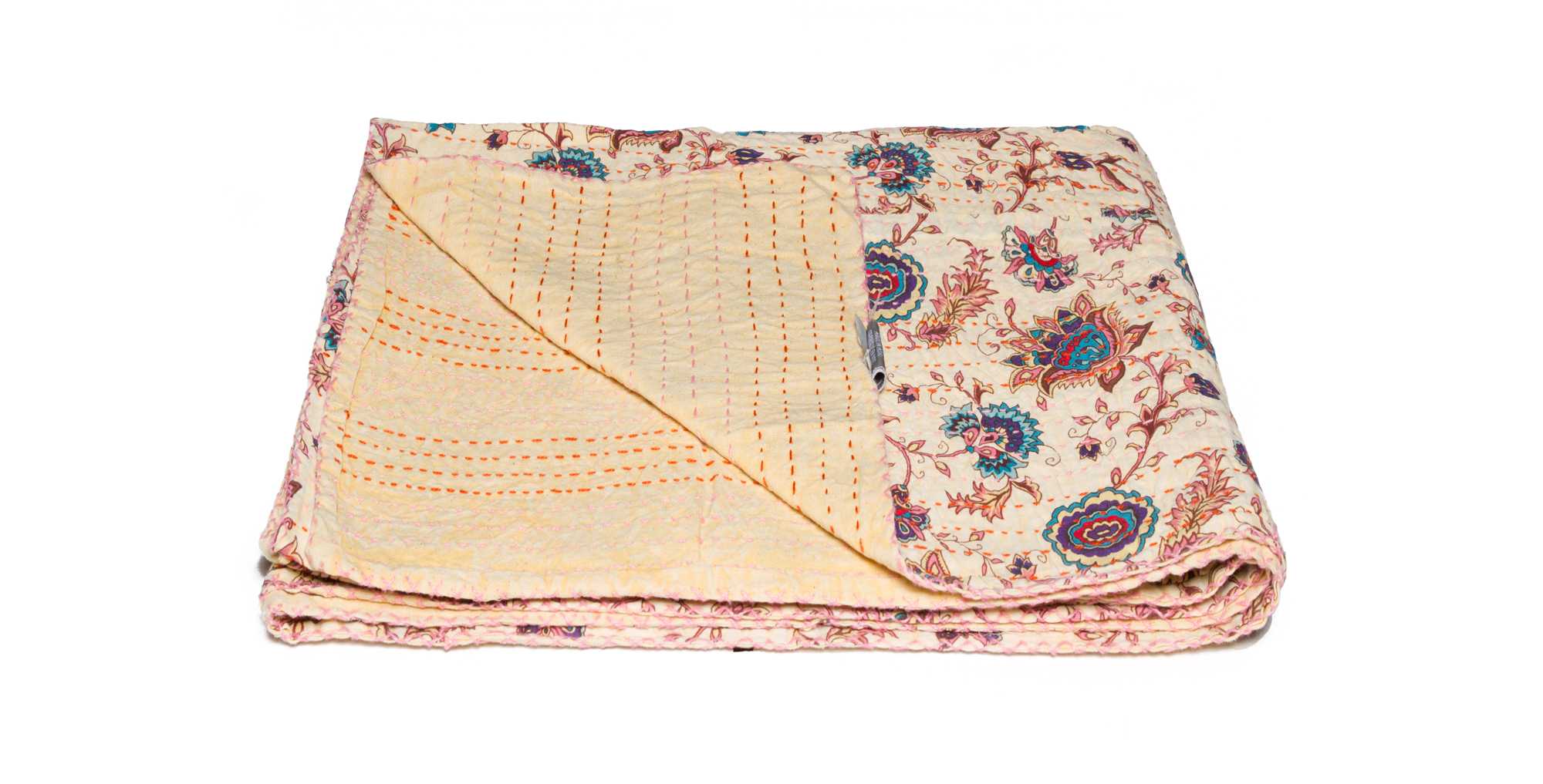 50" x 70" Multicolored, Exquisite, Kantha - Throw