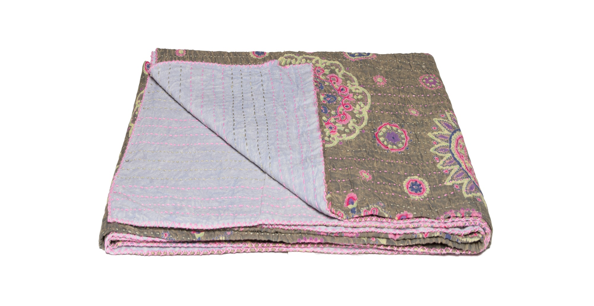 50" x 70" Multicolored, Elegant, Kantha - Throw