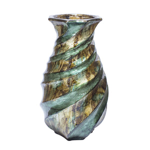 14" Turquoise, Copper, and Bronze Ceramic Table Vase