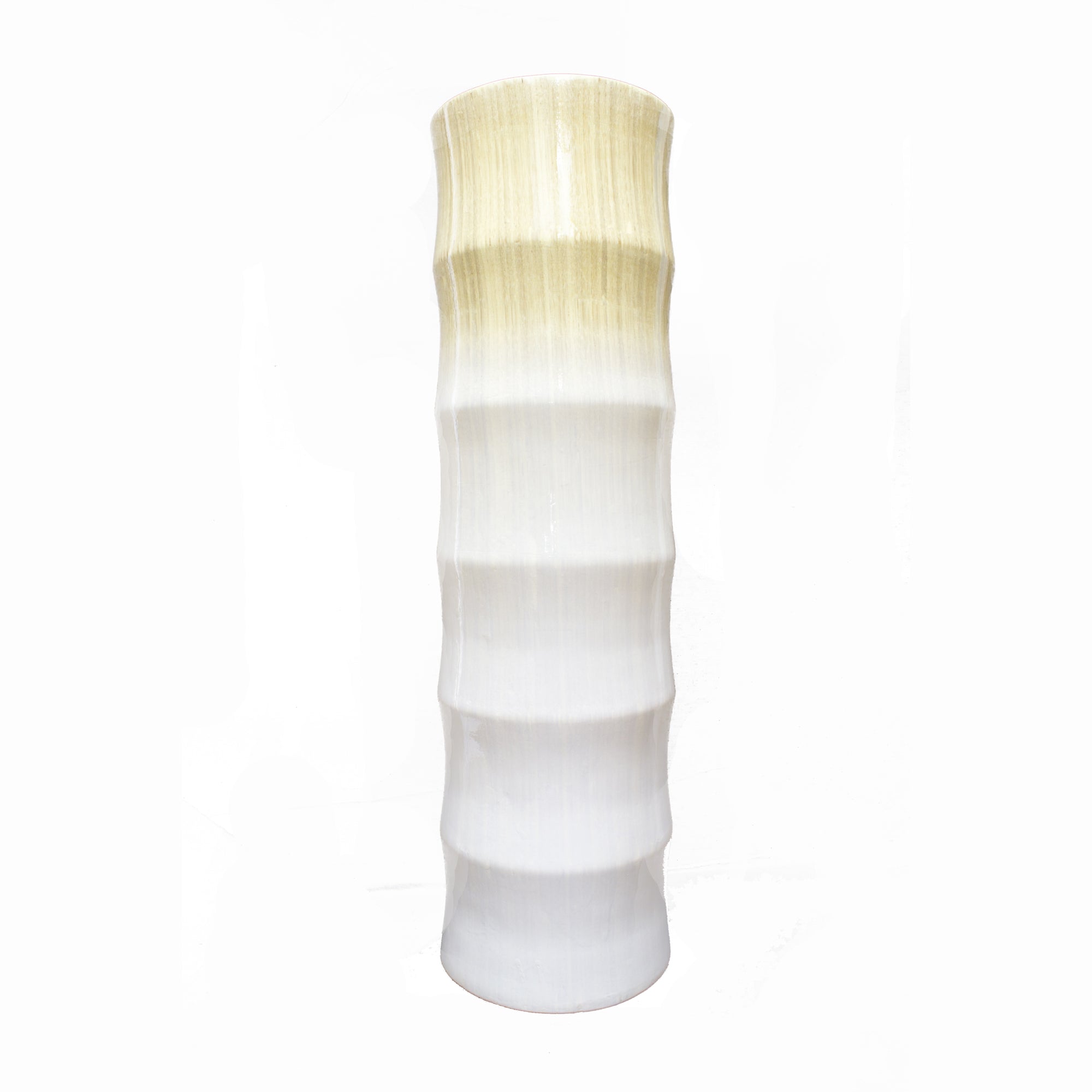 24" Grey Bamboo Chute Vase with an Ombre Fade