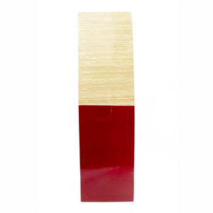 24" Natural and Red Wood Bamboo Vase with 2 Tones