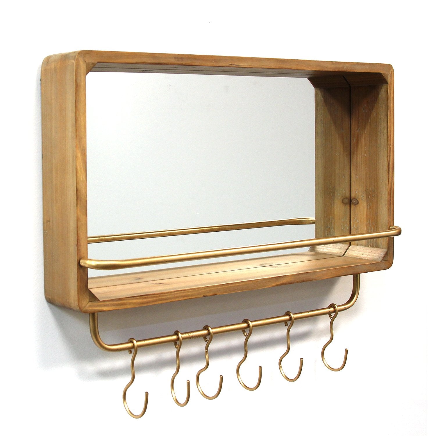 Mirror with Shelf & Hooks