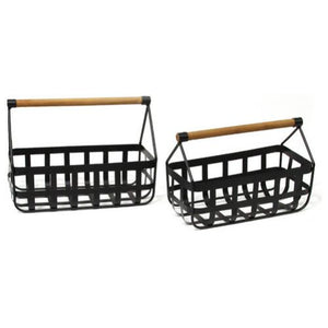 6.13"x 12.5"x 8.5" Modern Farmhouse Black/Tan Basket Set