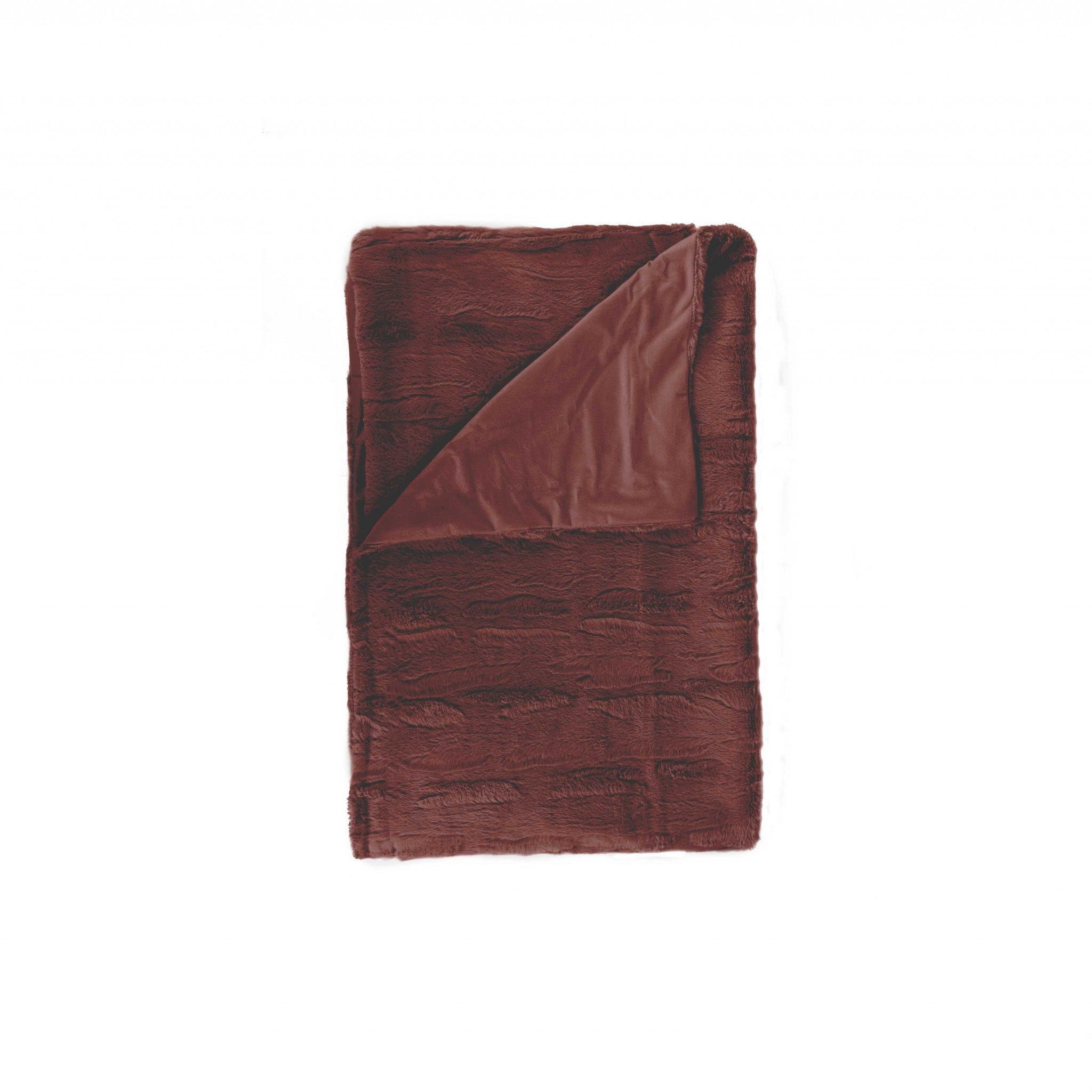 50" x 70" x 2" Burgundy, Faux Fur - Throw