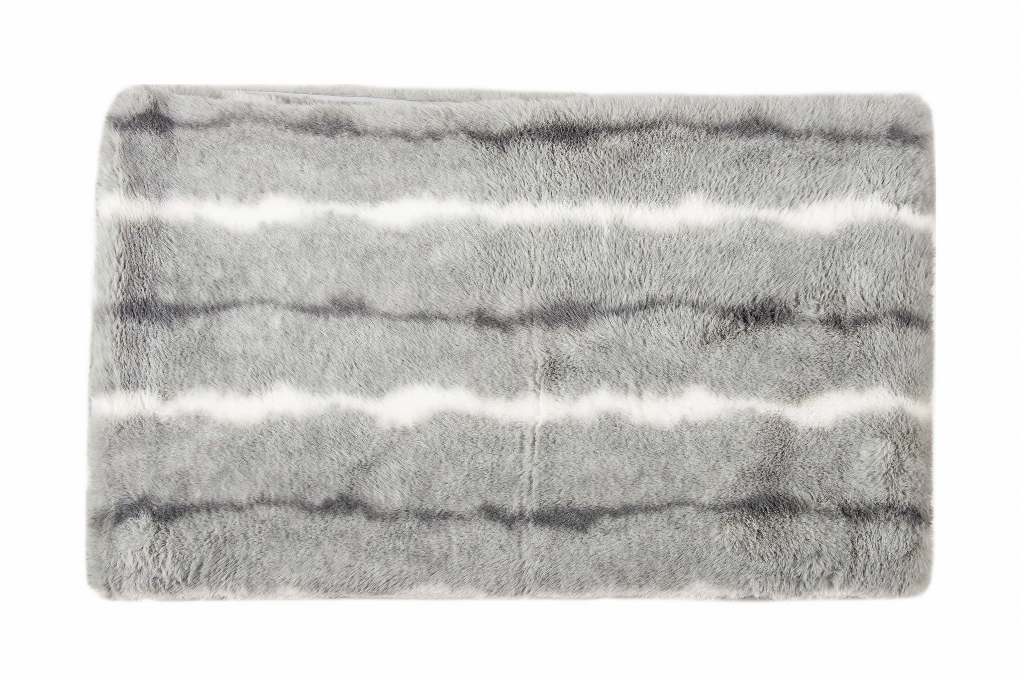 50" x 70" x 2" Grey/White, Faux Fur - Throw