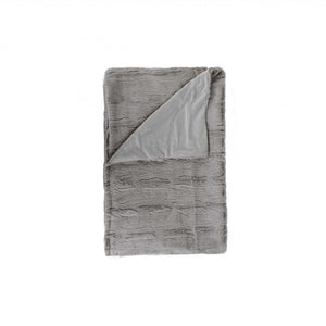 50" x 70" x 2" Grey, Faux Fur - Throw