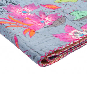 50" x 70" Multicolored, Kantha Cotton - Throw