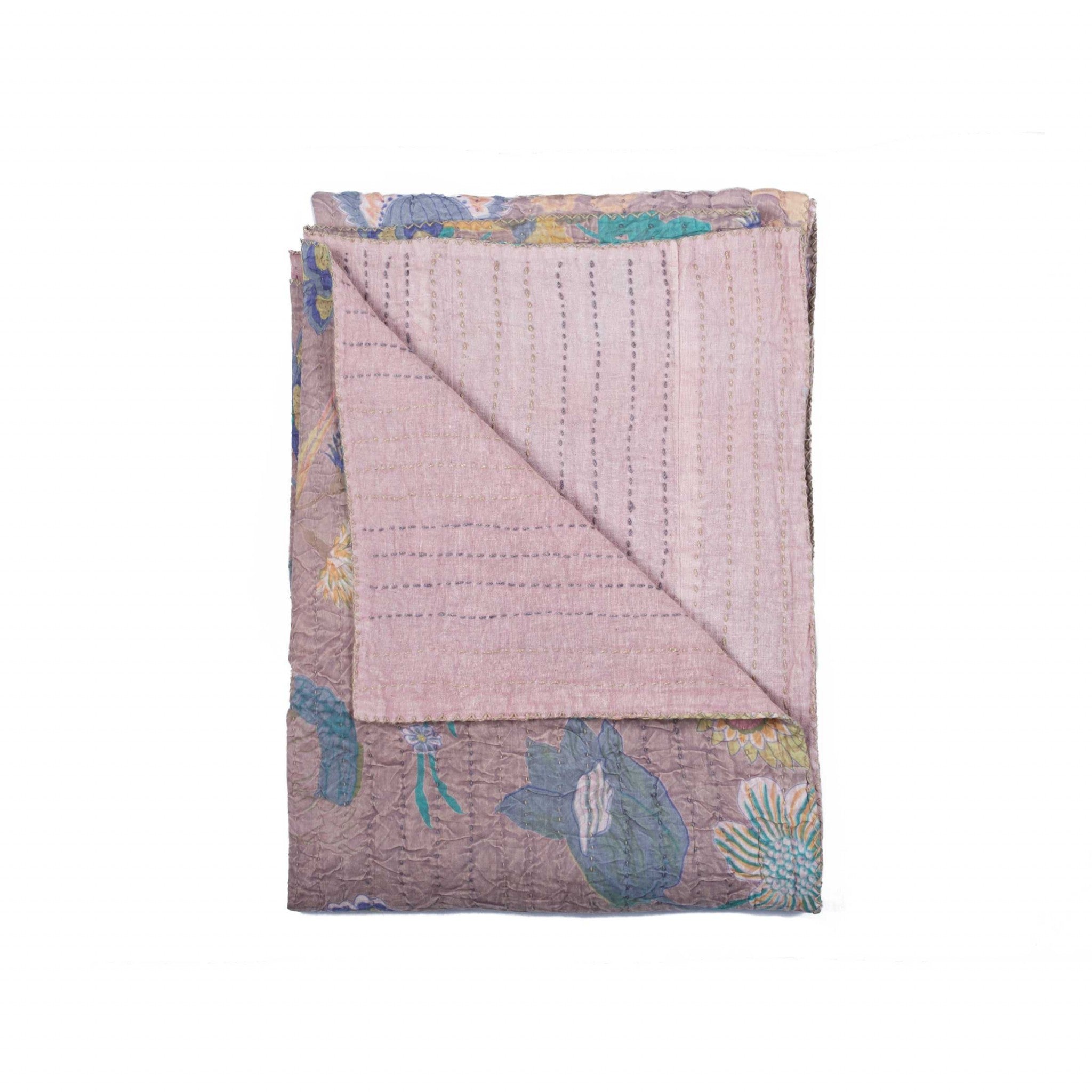 50" x 70" Multicolored, Kantha Cotton - Throw