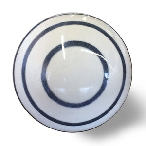 1.5" x 1.5" x 1.5" White/Navy Handpainted, Ceramic - Knobs 8-Pack