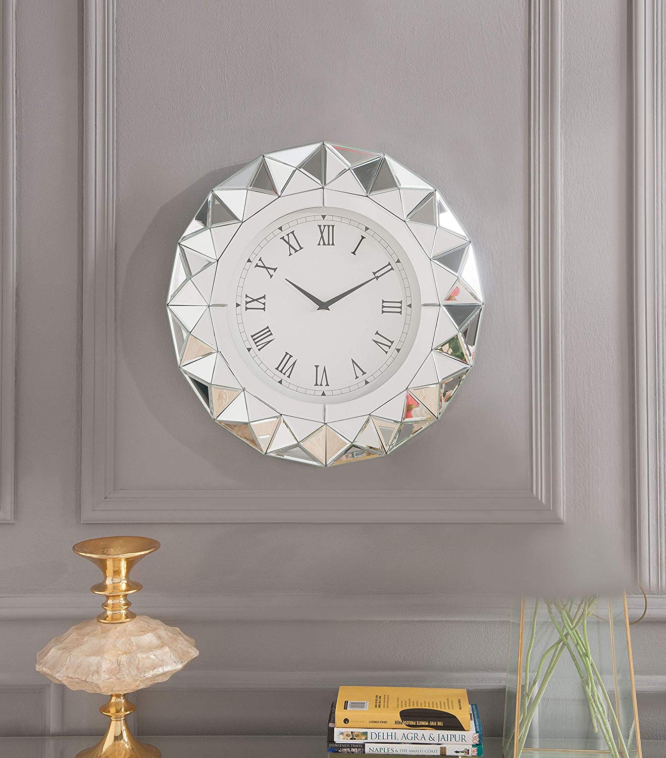 20" X 2" X 20" Mirrored Analog Wall Clock