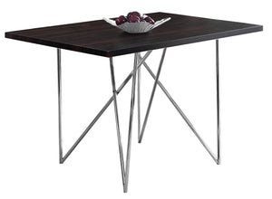 31.5" x 47.5" x 30" Cappuccino, Hollow-Core, Particle Board, Metal - Dining Table