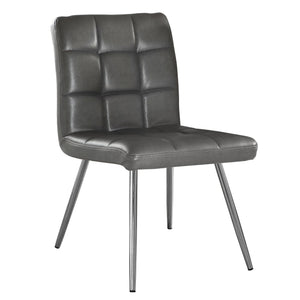 47" x 37" x 63" Grey, Foam, Metal, Polyurethane, Leather-Look - Dining Chairs 2pcs